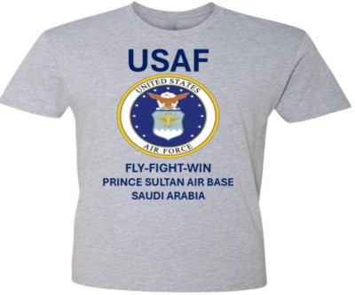 PRINCE SULTAN AIR BASE* SAUDI ARABIA*SHIRT W/EMBLEM*USAF OFFICIALLY LICENSED