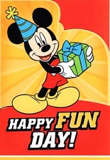 Walt Disney Happy Birthday Mickey Mouse  Present Hallmark Greeting Card