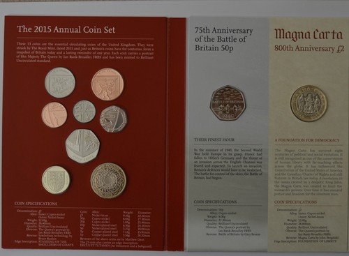 Royal Mint 2015 United Kingdom BUNC Brilliant Uncirculated Annual Coin Set - Picture 5 of 8