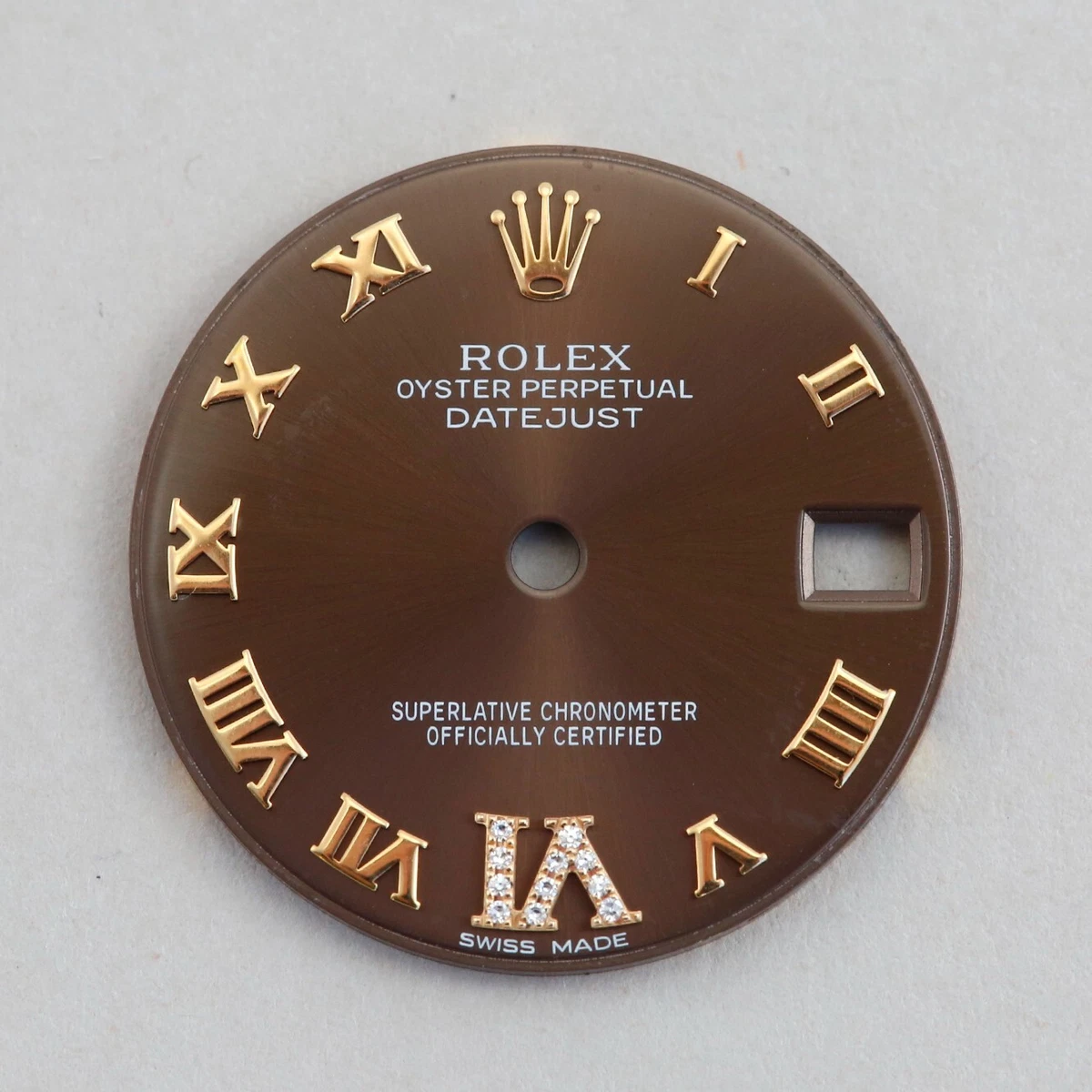 Original Authentic ROLEX DATEJUST 31 Chocolate Roman Numeral Pave