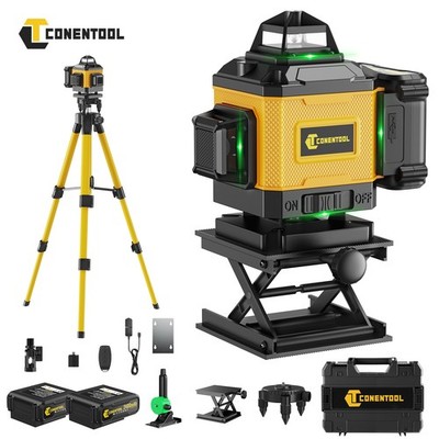 Laser Level 16 Line Wasserwaage 4D 360° Kreuzlinienlaser Kit mit 2Akku+1m Stativ