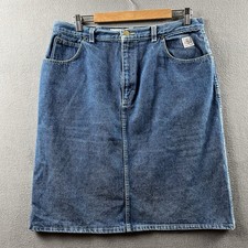 Vintage Essentials Sport II Denim Pencil Skirt Womens Large L Blue Jean Retro