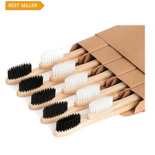 Organic Wooden Toothbrush Set of 10 - Sustainable, Soft Bristles for All Ages