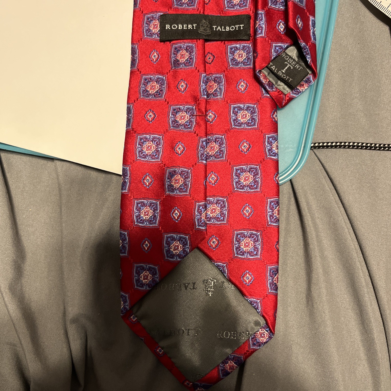 Robert Talbott Red Blue Orange  Navy Geometric Si… - image 2