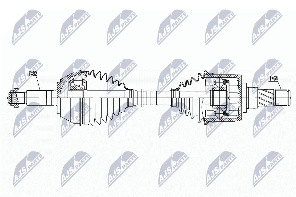 NTY Drive Shaft NPW-NS-132 For Nissan 710 mm, New, Front Axle Left/Right