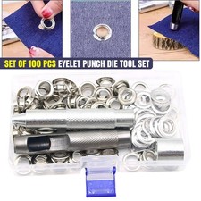 100Pcs Leather Craft Banner Kit Eyelets Grommet Washer Eyelet Punch Die Tool Set