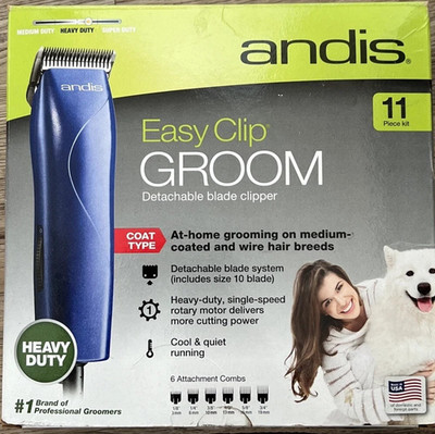 Andis Heavy Duty 21485 Easy Clip 11 Pc Groom Clipper Kit Blue New Torn Pk