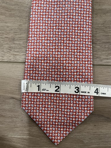 Hermes Paris Silk Men's Neck Tie Red and Blue Made In France - Picture 2 of 8