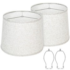 Lamp Shades Set of 2, Drum Lampshades 11" Top x 13" Bottom x 10" High, Beige ...