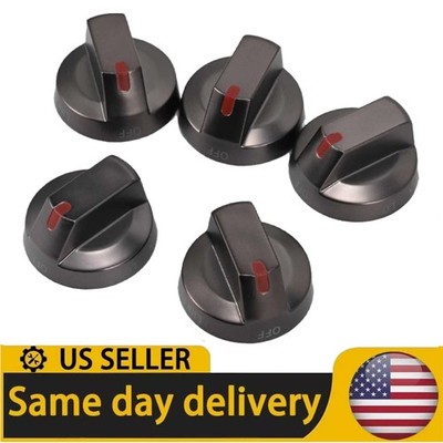 5Pcs Upgrade DG64-00473B Stainless Steel Stove Knobs Black For Samsung Gas Knobs