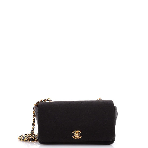 Chanel Vintage Full Flap Bag Quilted Jersey Mini