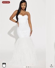 Fashion Nova Size Small Lace And Tulle Strapless White Wedding Prom Formal Dress