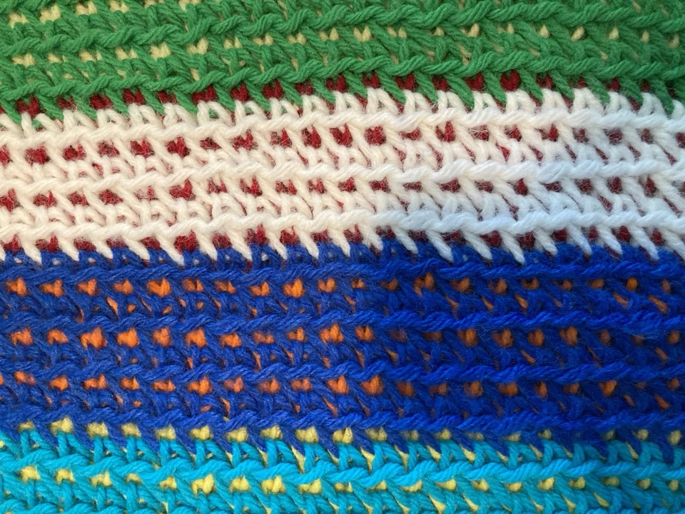 Tejido a mano doble cara afgano 60”x58” multicolor estilo reto acogedor núcleo de casa Foto 3 de 4