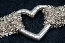 Vintage Tiffany & Co Sterling Silver Multi Strand Heart Link Toggle Necklace 16"