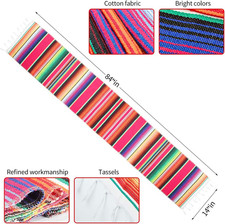 Table Runner Mexican Handwoven Cotton Serape for Party Wedding and Home Decorati