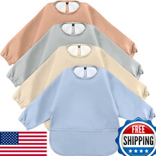 JaGely 4-Pack Long Sleeve Baby Bibs - Waterproof Smock with Food Catcher