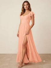 Azazie Bridesmaid Dress Peach Size A10
