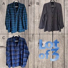Lot of 3 Covington Flannel Pajama Tops Men  s Size Large 42  44 Cotton
