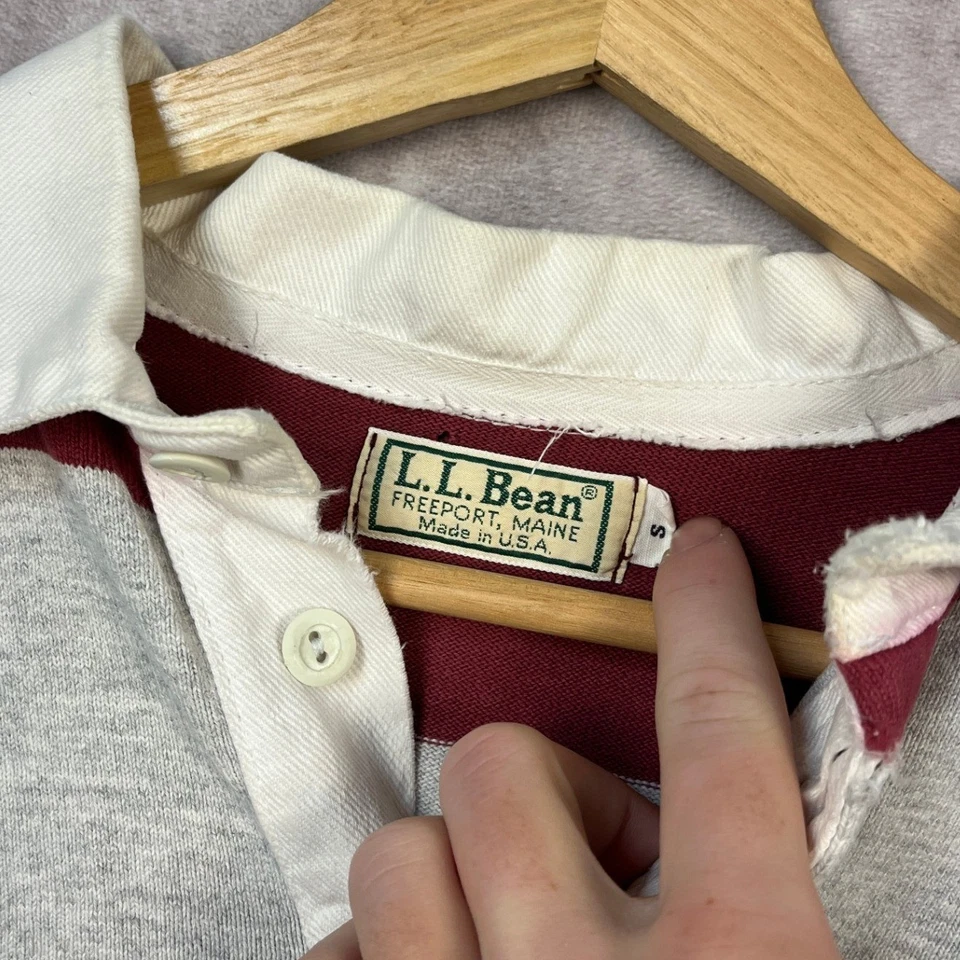 Vintage LL Bean Rugby Shirt Striped Made in USA Mens Long Sleeve Small - Image 2 of 4