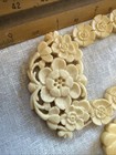 Two (2)  Lot Vintage Floral Carved Graduated Necklace, Cream Color — photo 5