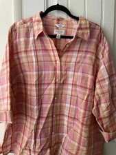 Talbots Orange Stripes Cotton Blouse 2X