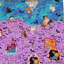 SB Fashion Scrubs Halloween Print Scrub Top Cosplay Lot of 2 Women Size XL