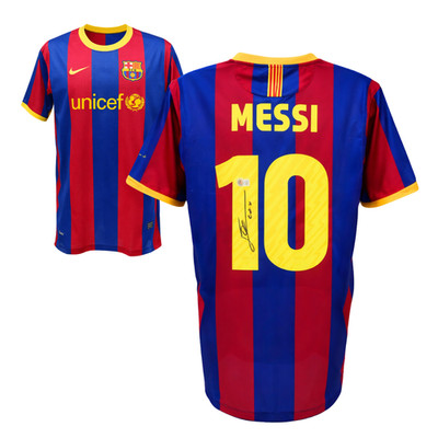 Lionel Messi Signed FC Barcelona Home Soccer Jersey #10 with