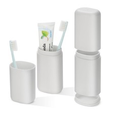 Travel Toothbrush and Toothpaste Case, 2 in 1 Gray Full-size,