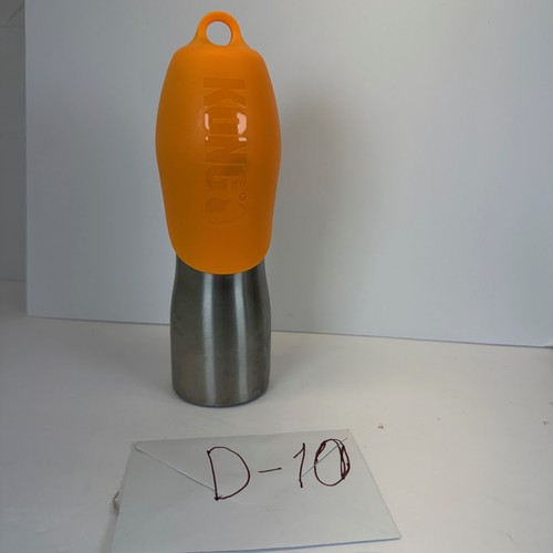 Bampz Dog Water Bottle Stainless Steel Orange Silicone Lid Portable Travel D-10
