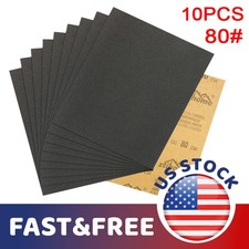 10Pcs Premium Sandpaper 9" x 11" Sanding Sheet Wet Dry 80 Grit Silicon Carbide