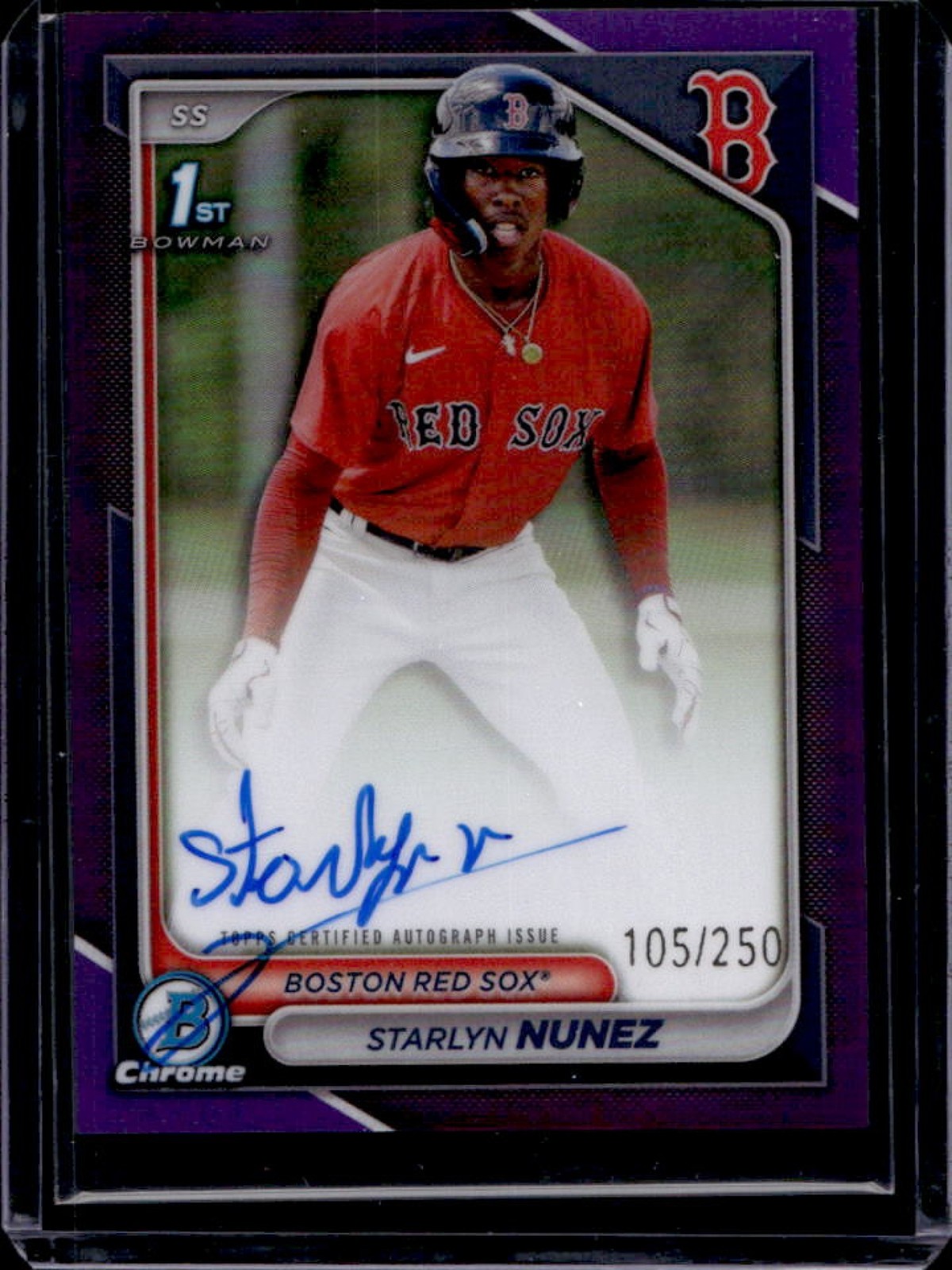 2024 Bowman Chrome Starlyn Nunez Auto Purple Refractor 1st #105/250