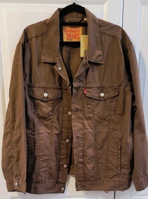 NWT Levi's Mens Relaxed Fit Trucker Jacket Brown Fondue Fudge XL Lightweight NEW