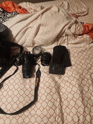 Nikon D3200 Digital SLR Camera Kit w/ 18-55mm and 55-200mm VR Lenses +Extras