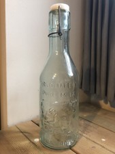 VINTAGE ABSOLUTELY PURE MILK LARGE GLASS BOTTLE 31cm TALL,Original Stopper