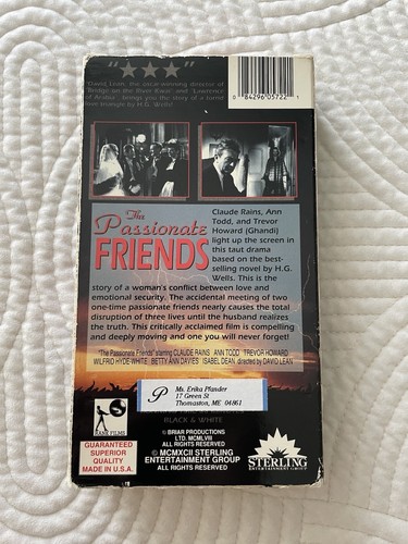 The Passionate Friends (VHS Tape) Taut Drama - Based On The Novel By H.G. Wells - Picture 2 of 4