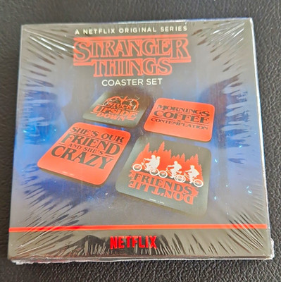 Netflix Stranger Things Untersetzer Set 4-teilig Kork quadratisch Neu Sealed 