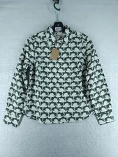 Boden Sienna Cotton Shirt - Green Geo Swan NWT Size 4 PETITE 