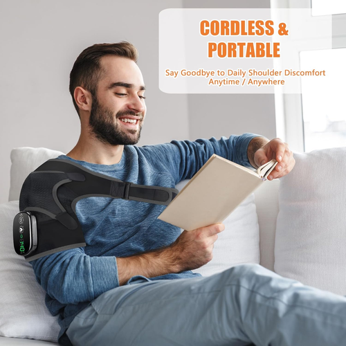 Cordless Heated Shoulder Massager Pad Wrap 3 Heat Vibration Pain Relief - Picture 4 of 7