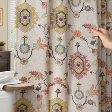 Boho Floral Shower Curtain, Vintage Cottage Core Shower Curtains for Bathroom, 7