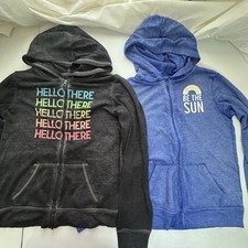 LOT Of 2 SO Girls Hoodies Size 7-8 Full Zip-Up Blue Black Lightweight Casual