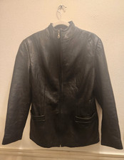 Robert Comstock RC Expedition Black Leather Zip Up Jacket Coat Women s Sz M
