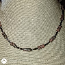 Pink & Black Stone Beaded Necklace, Ball/Bead...