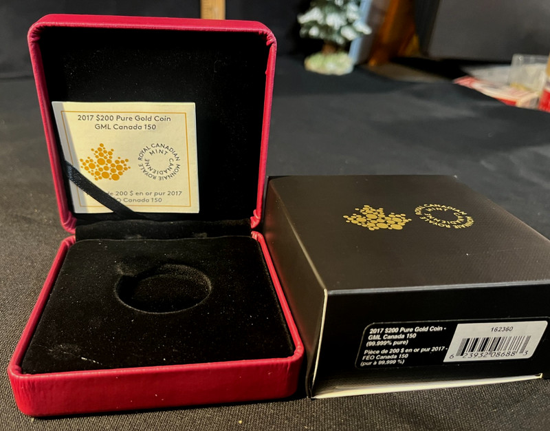ROYAL CANADIAN MINT $200 PURE GOLD COIN *BOX ONLY* w/C.O.A GML CANADA 150 V.FINE