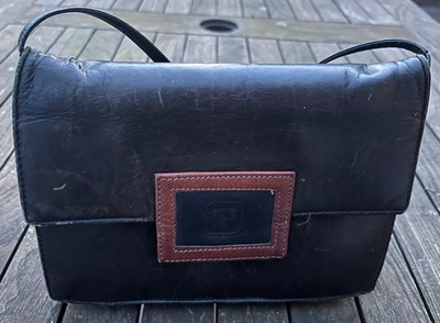 Leder - Handtasche Tasche schwarz used 20 x 14 x 6 cm Damen gebraucht