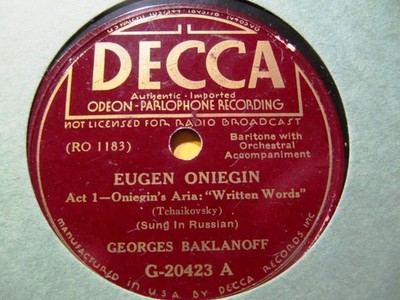 1929 George Baklanov Russian Eugene Onegin Written Words/ Alas No Doubt ODEON