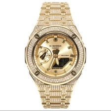 G-Shock GA 2100GD gold metal full CZ zirconia custom Casioak fully customized