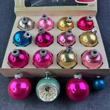 16 Shiny Brite Made in USA Poland Glass Christmas Ornaments Mercury Indent VTG