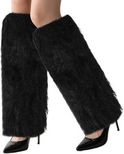 Women Faux Fur Fluffy Leg Warmers Fuzzy Long Boot Covers Furry for Christmas Cos
