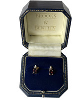 Garnet Earrings 9ct Gold Garnet Stud Earrings White Yellow Gold Vintage Earrings