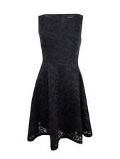 DKNY Women's Mesh Scuba Fit & Flare Dress